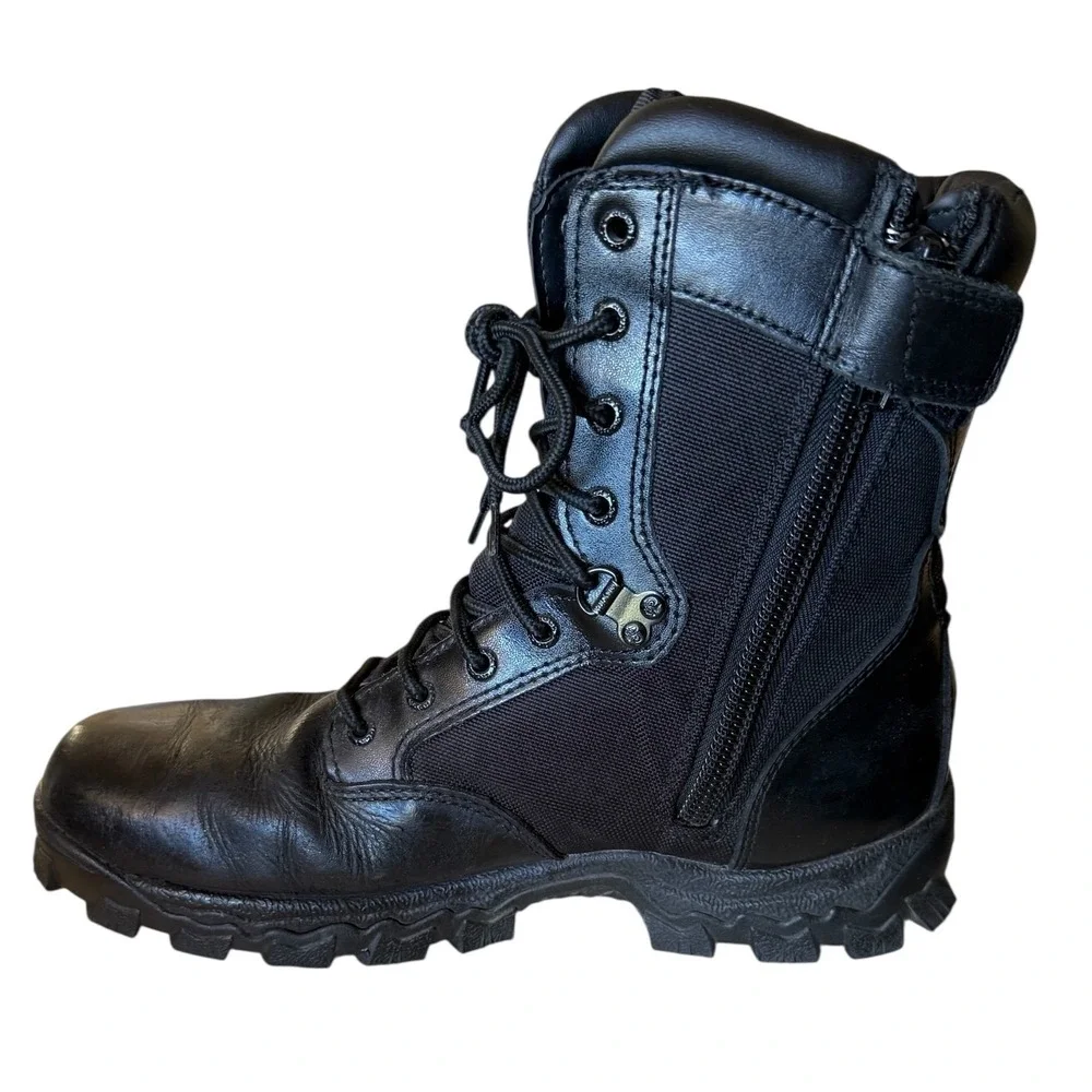 Rocky Alpha Force Waterproof Boots Size 10.5 Black‎ Leather Zipper Duty Work